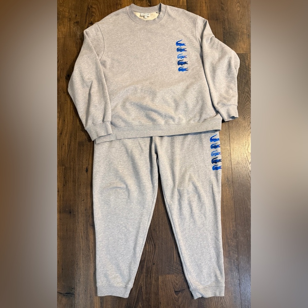 Lacoste Sweatsuit Sweatshirt Sweatpants Set Stacked Croc 2XLB 2X Big Tall NWT